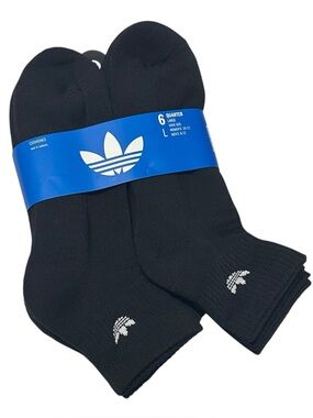 Adidas Men's 6-Pairs Cushioned Quarter Crew Socks Black Arch Support